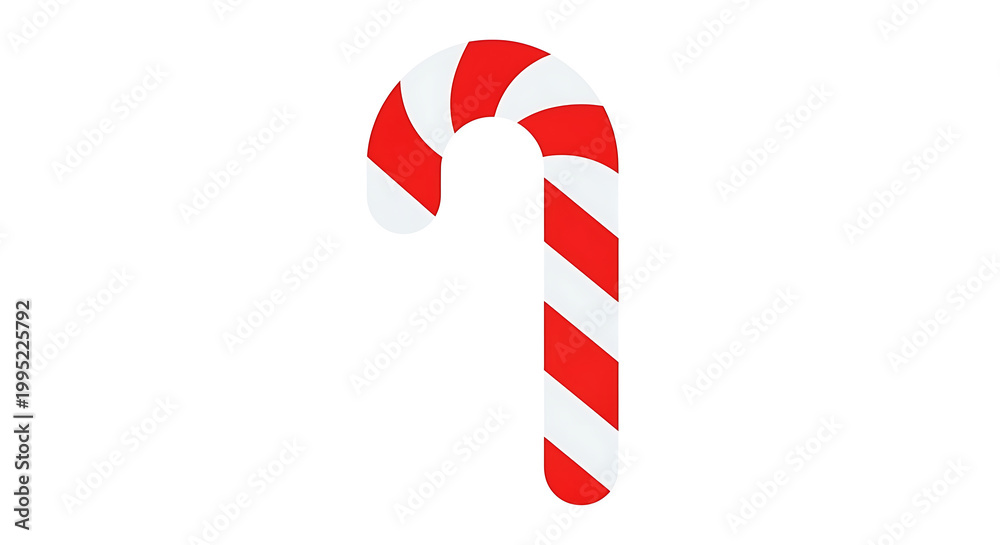 Naklejka premium Isolated red and white striped candy cane, a traditional Christmas holiday treat symbol, simple festive sweet icon