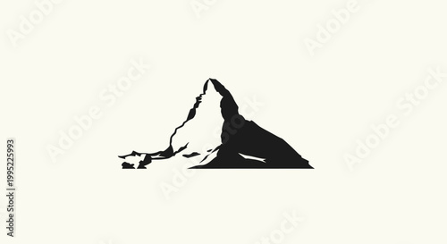 Mountain peak silhouette landscape icon.