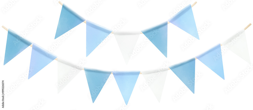 Obraz premium Light blue and white color flag bunting clipart Transparent PNG