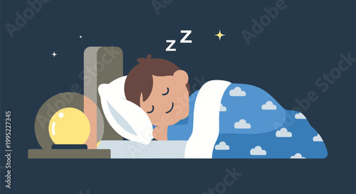 Man Sleeping on Side with Pillow.