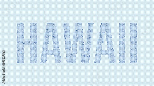 Hawaii, United States dotted map animation. Digital style shape of the state. Hawaii, United States shape and title dots appear with bulb flickering effect. Intro, outro, logo, title video.
