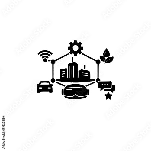 Smart city concept icon with modern technology elements