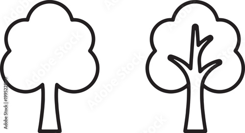 Web, Simple tree outline icon for nature and forest environment.
