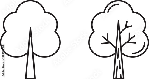 Web, Simple tree outline icon for nature and forest environment.