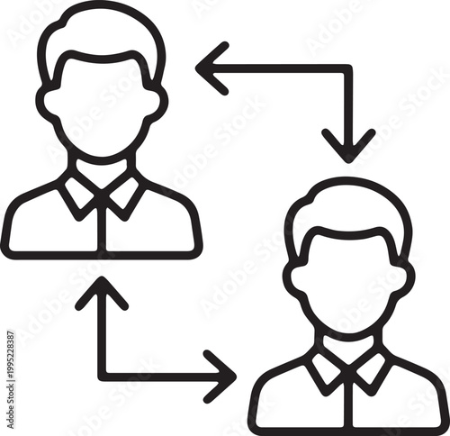 Art & Illustration, Team collaboration user interaction icon for business communication.