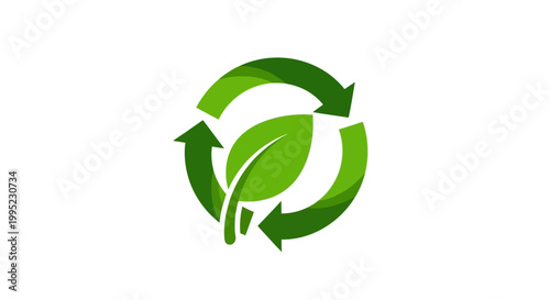 Green Leaf Recycle Symbol Representing Environmental Sustainability.