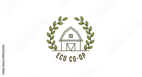 Eco Co-op Barn Logo with Laurel Wreath.