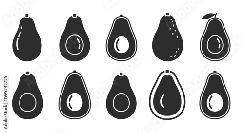 Avocado fruit icon collection.