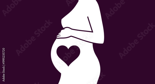 Pregnant Woman Holding Belly Silhouette.