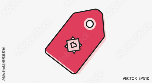 Red Tag With Camera Icon.