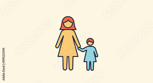 Woman and child standing together.