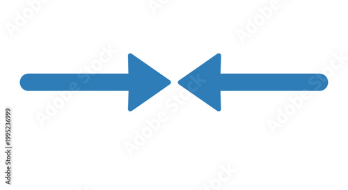 Two blue arrows pointing towards each other symbolizing convergence.