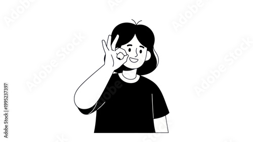 Young Woman Making OK Gesture with Hand Expressing Approval and Satisfaction.
