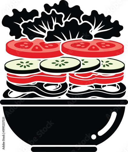 Sushi rolls with lettuce and tomatoes in a bowl