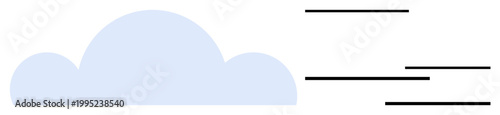 Weather forecasts, meteorology, cloud computing, data transfer, speed, movement. Simplified cloud shape with lines indicating motion. Weather forecasts and cloud computing concepts