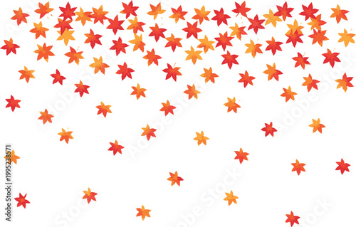 Autumn leaves falling on transparent background, natural seasonal decoration for fall holidays and events.