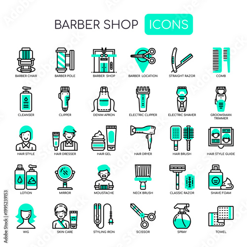 Barber Shop , Thin Line and Pixel Perfect Icons