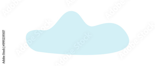 Soft blue cloud in flat design. Minimal cloud icon as stylized emblem. Simple shape as cute badge and clean background element. Light blue shape on white background for blank label or sticker
