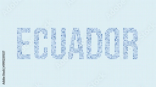 Ecuador dotted map animation. Digital style shape of the country. Ecuador shape and title dots appear with bulb flickering effect. Intro, outro, logo, title video.