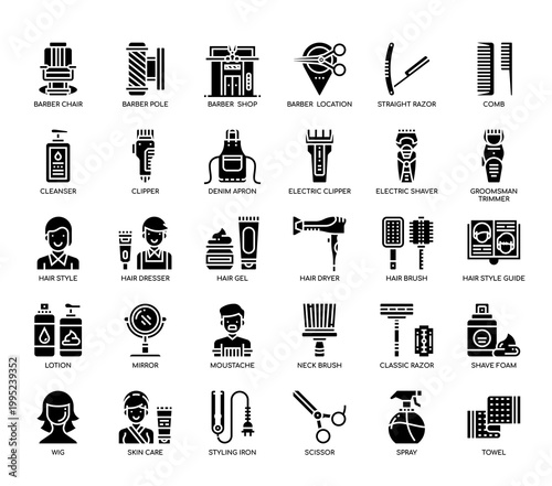 Barber Shop , Thin Line and Pixel Perfect Icons