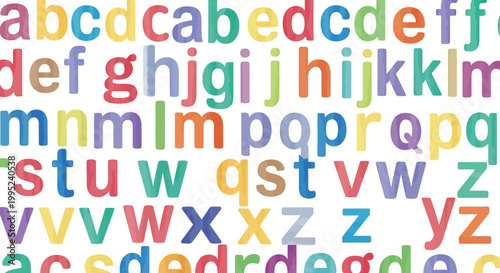 Colorful alphabet letters on white background learning abcdefg