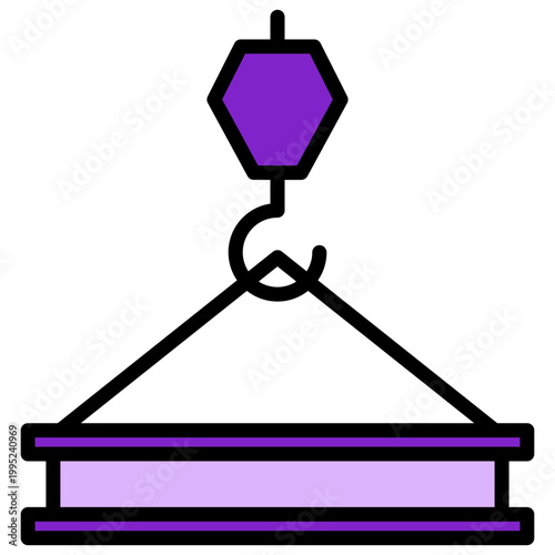 Crane Building Outline Color Icon