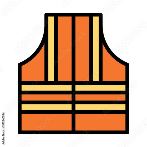 Safety Vest Outline Color Icon
