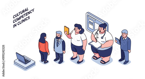 Diverse Medical Team Interacting with Patients in Clinic Setting.