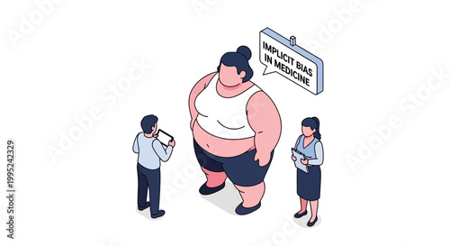 Illustration of implicit bias in medicine with overweight patient.