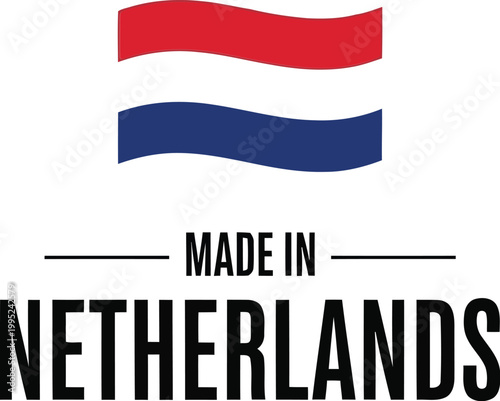 Made in Netherlands label with Dutch flag icon for product packaging