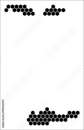 United States Virgin Islands simple black and white hexagon map shape template. Country plain hexagon cell dots. United States Virgin Islands flat honeycomb boundary. Vector Illustration.