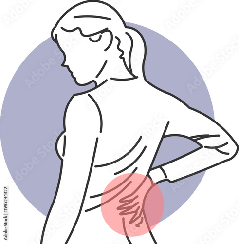 Illustration of a woman showing intense pain in the lower back