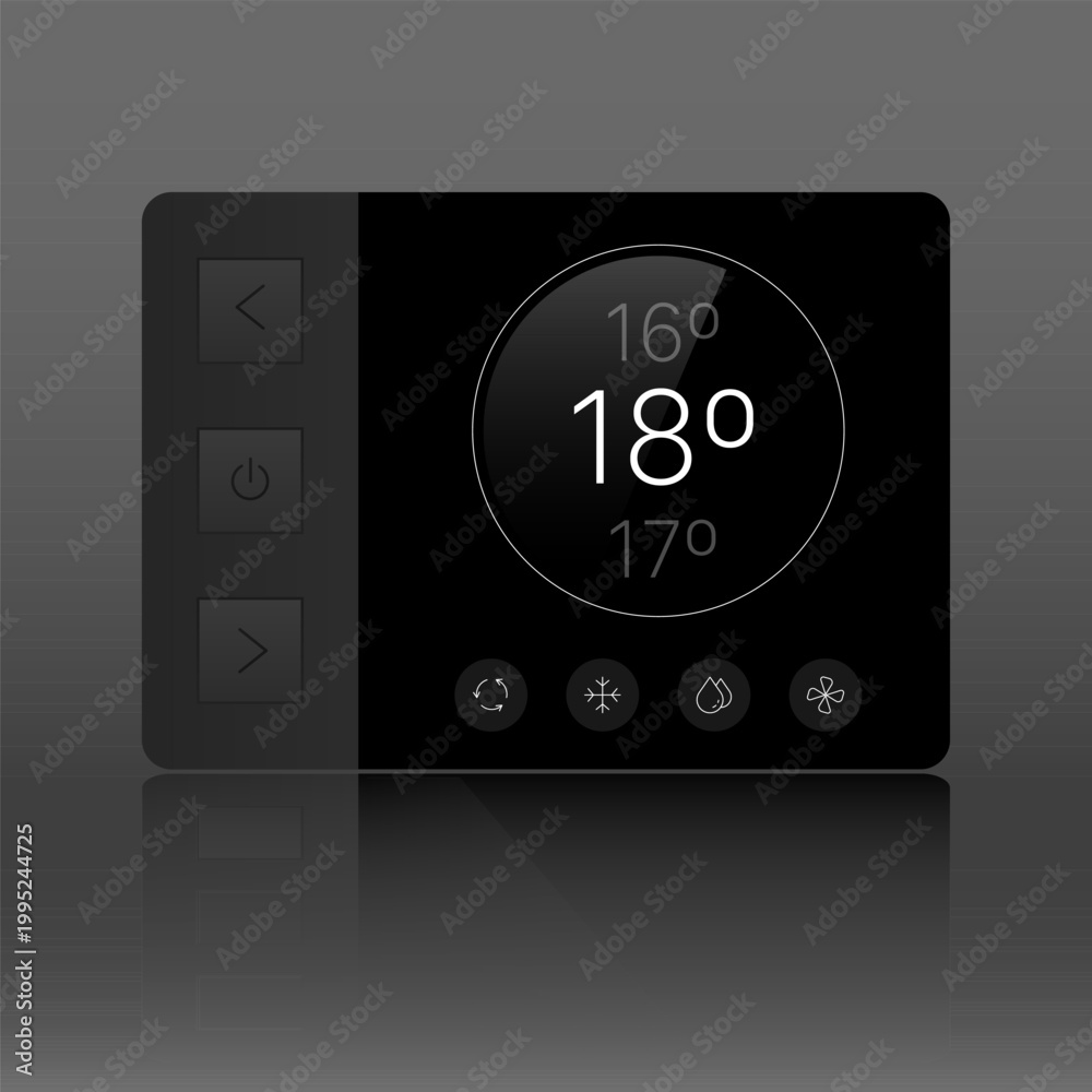 Fototapeta premium Air conditioner temperature control interface with circular dashboard display