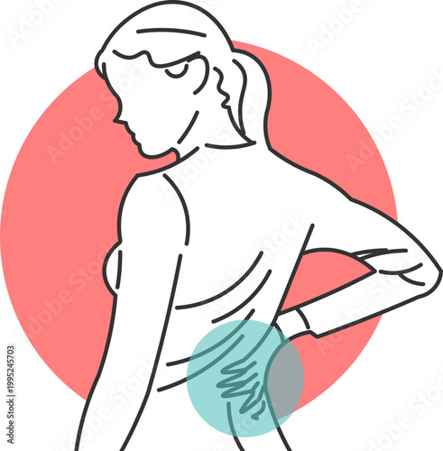 Woman with lower back discomfort highlighting lower back area