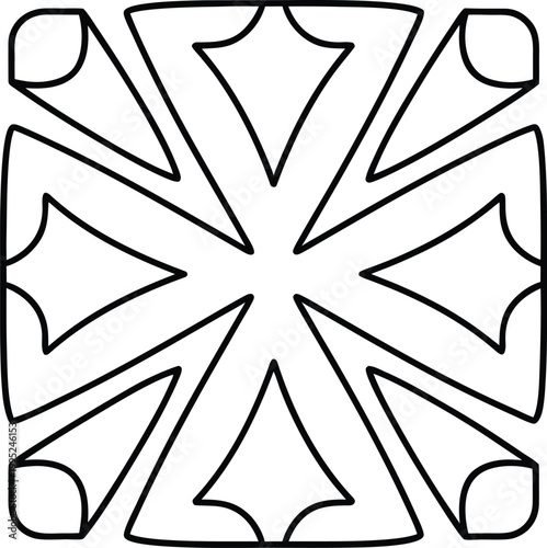 Geometric line art pattern with symmetrical shapes