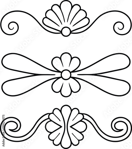 Ornate floral design elements for art
