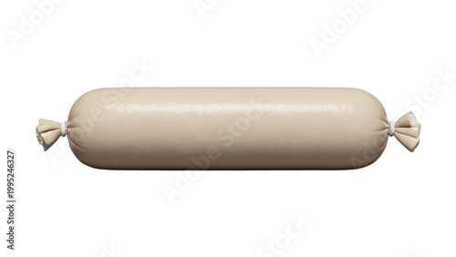 Isolated beige sausage with knotted ends on neutral background Vector
