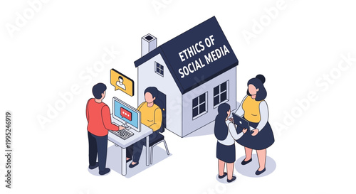 Illustration depicting social media ethics and online communication concepts.