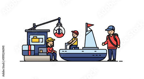 Children Enjoying a Fun Day Out on a Toy Boat.