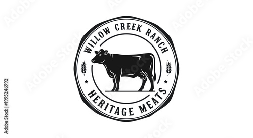 Willow Creek Ranch Heritage Meats Black Silhouette Cow Emblem.