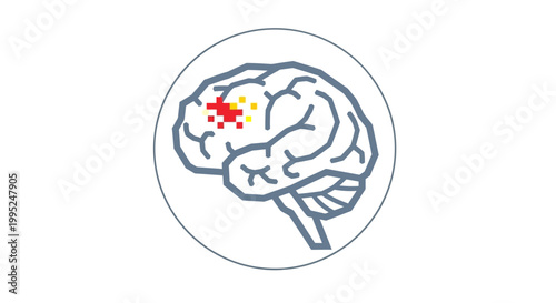 Brain with highlighted thinking area.