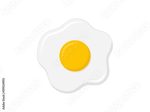 A single fresh sunny side up fried egg on a plain white background.