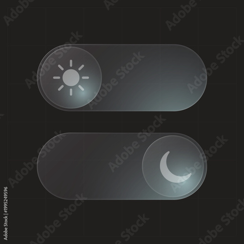 Minimalist Glassmorphism Light Dark Toggle Switch Vector Icon