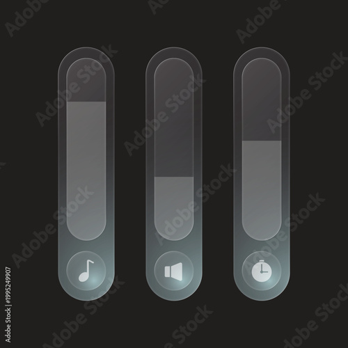 Minimalist Glassmorphism Volume UI Vector Control Element
