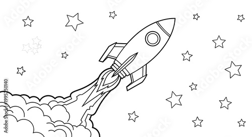 Rocket Launch Space Coloring Page