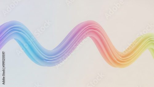 A vibrant rainbow-colored wavy line on a clean white background with smooth gradients