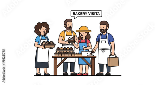 Bakery Vista - People at a Farmers Market Selling Fresh Baked Goods.