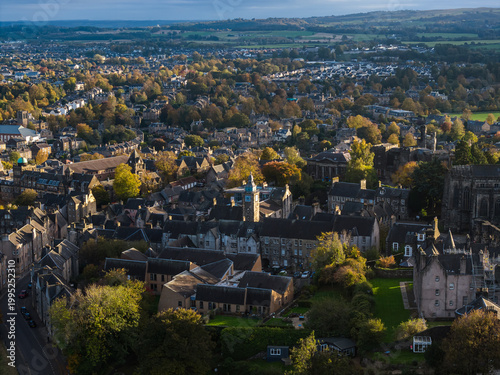 Beautiful Aerial View of Stirling Castle and Surrounding Scottish Landscape, Scotland