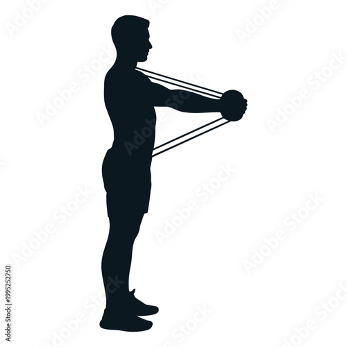 Man Fitness Workout Resistance Band Strength Training Gym Silhouette