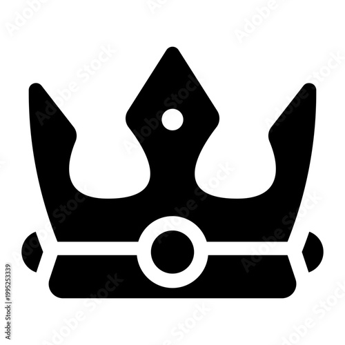 Luxury Jewel Royal Crown Solid Icon, Premium Kingdom Symbol, Elegant Monarch Regal Vector Sign